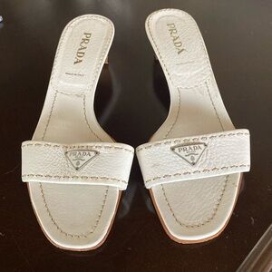 Authentic Prada white slides